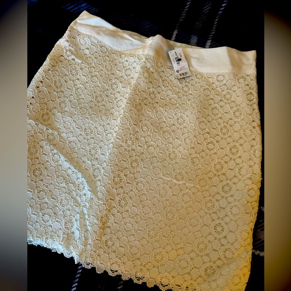 The Limited Dresses & Skirts - The Limited Cream Embellished Mini Pencil Skirt